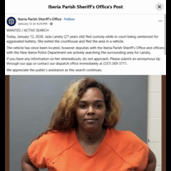 Lada Landry. She Escaped Custody In The Courthouse While Being Sentenced For Aggravated Battery And Then Commented Back On The Sheriff’s Facebook Post About Her Escape.