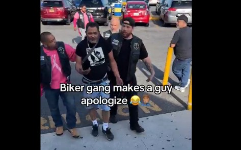 Biker Gang Forces Man to Apologize After He Uses a Racial Slur Toward a Black Man While Dining Out.