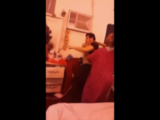 A Man Tried To Skip Out Of Paying For The Services The Ladies Provided And Then This Happened. That Lady With The Blue Dress On Got Hands.