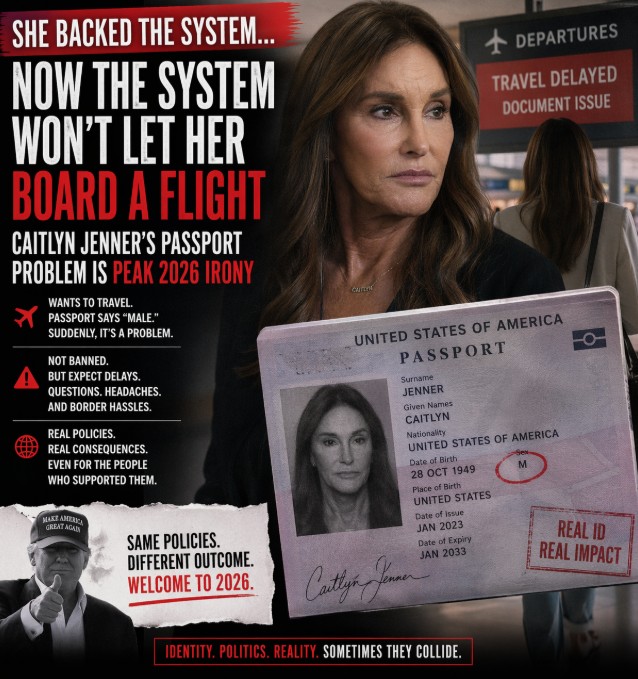 You Cant Make This Up. She Backed The System… Now The System Won’t Let Her Board A Flight: Caitlyn Jenner’s Passport Problem Is Peak 2026 Irony