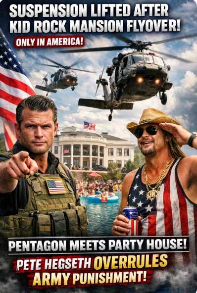 Pete Hegseth has reportedly stepped in to personally lift the suspension of U.S. Army pilots who got in trouble for flying over Kid Rock’s so-called “Southern White House” mansion.
