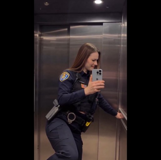 Extremally Odd Even For The Internet. This Video Of  A Police Woman Farting VERY LOUDLY, In A Elevator Is Going Viral.