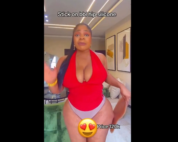 We Are Truly Living In The Last Days. Woman Demonstrates Her Stick On Plastic Hip BBL! Can’t Trust Nobody Nowadays.