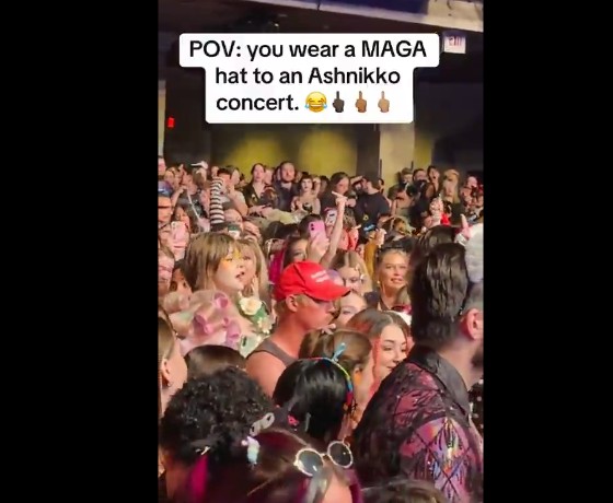 “F##K Donald Trump…F##K Donald Trump” Concert Crowd Starting Shouting At A Man Wearing A MAGA Hat Got At A Ashnikko Concert