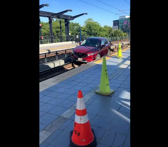 Somehow An Elderly Lady Drove Onto The Mount Baker Station Rail Tracks In Seattle…Following Her GPS.