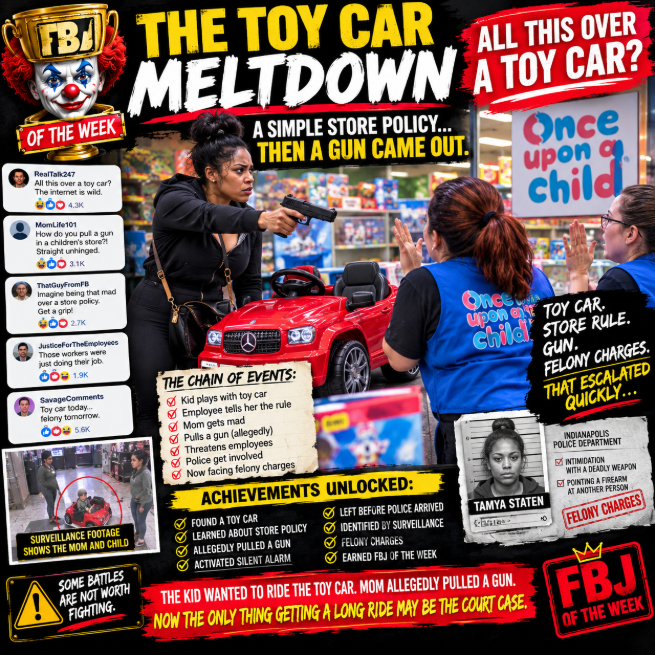 🤡 FBJ OF THE WEEK 🤡 THE TOY CAR MELTDOWN LADY THAT PULLED A GUN OUT IN A TOY STORE!